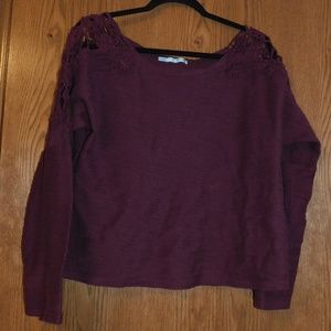 Purple Sweater Peekaboo Shoulders